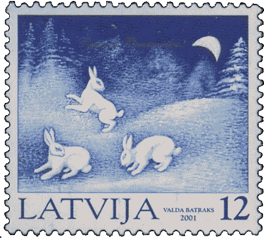 lativija rabbit stamp